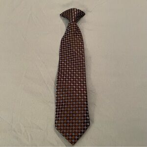George Kids’ Brown and Blue Checkered Clip-on Neck Tie